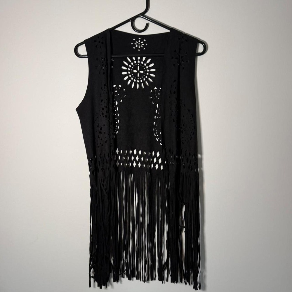 black fringe vest